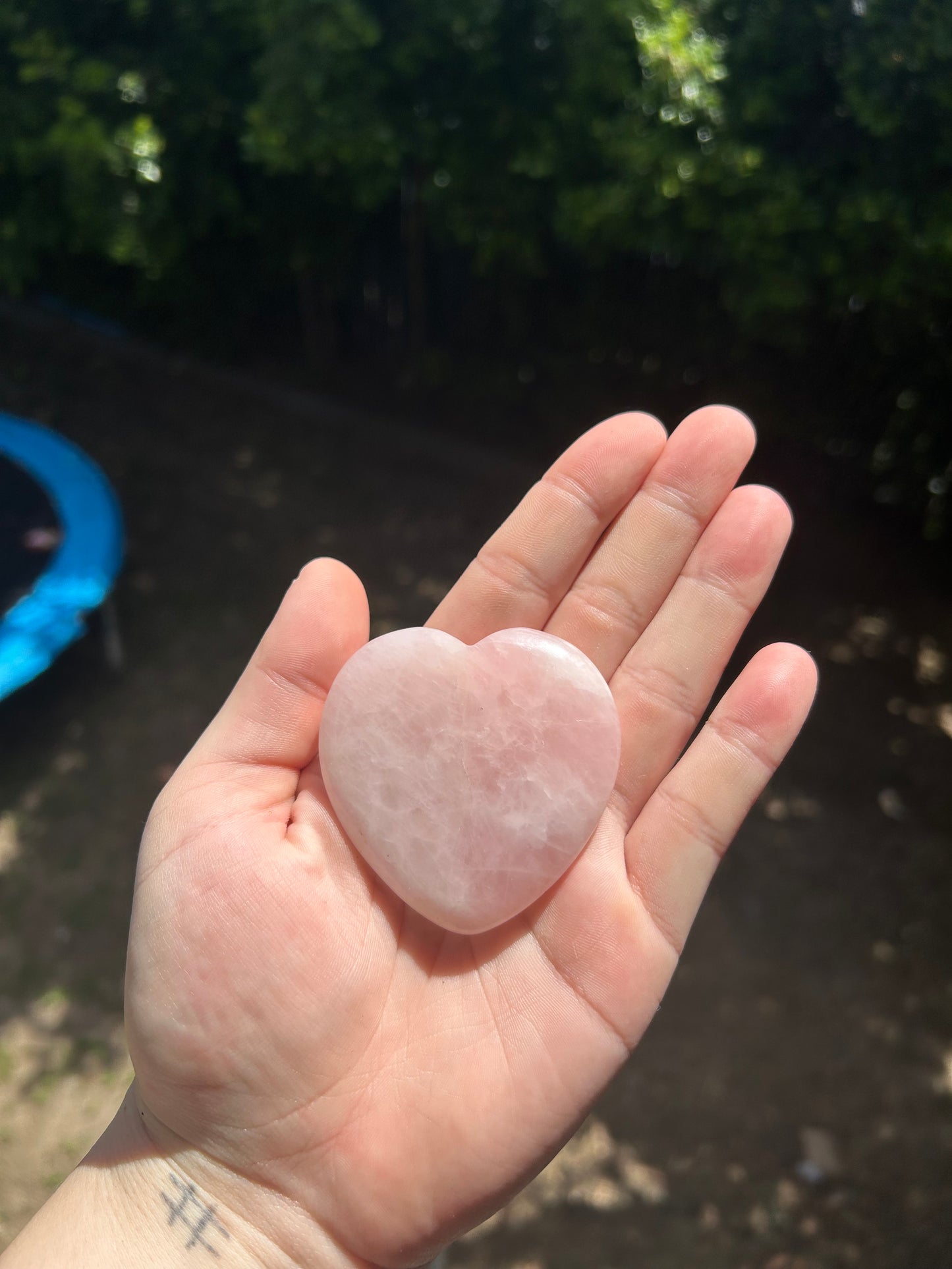 Rose quarts heart palm stone