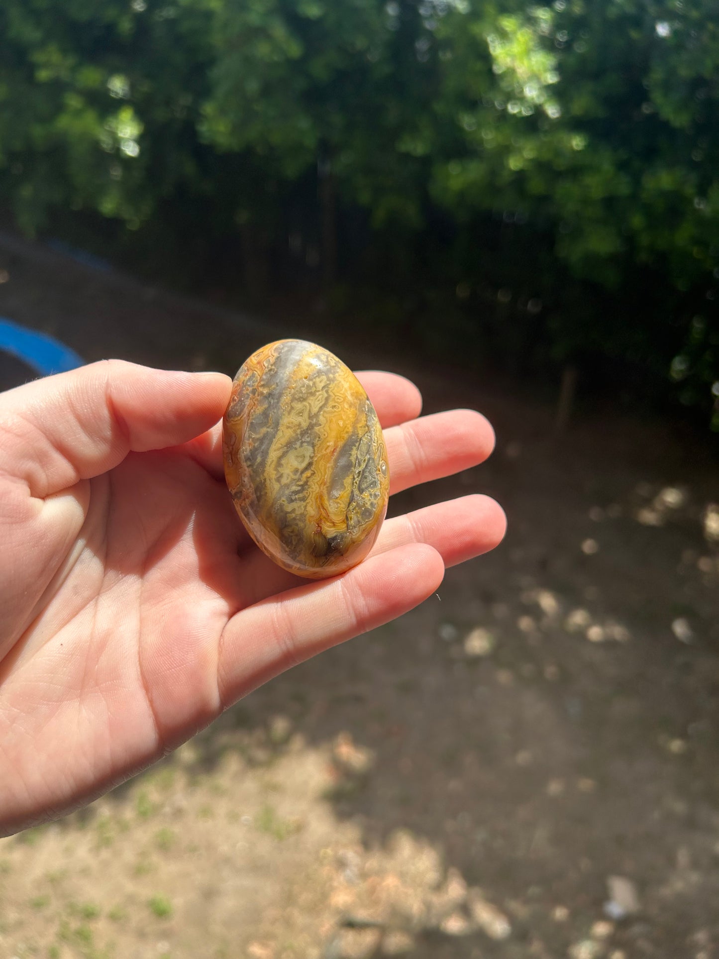 Crazy lace agate palm stone