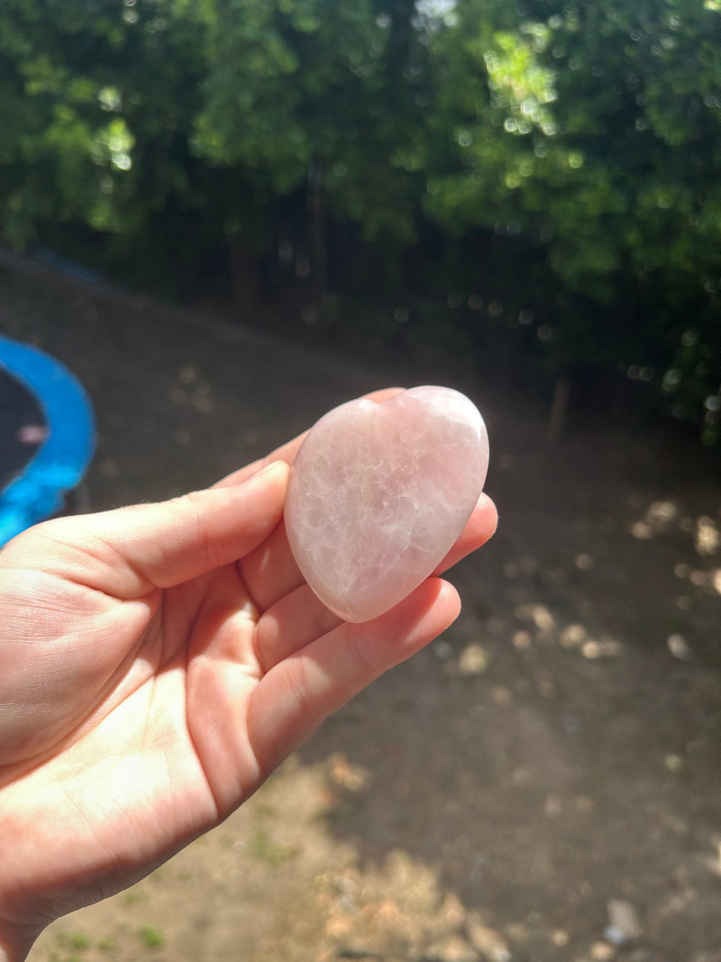 Rose quarts heart palm stone