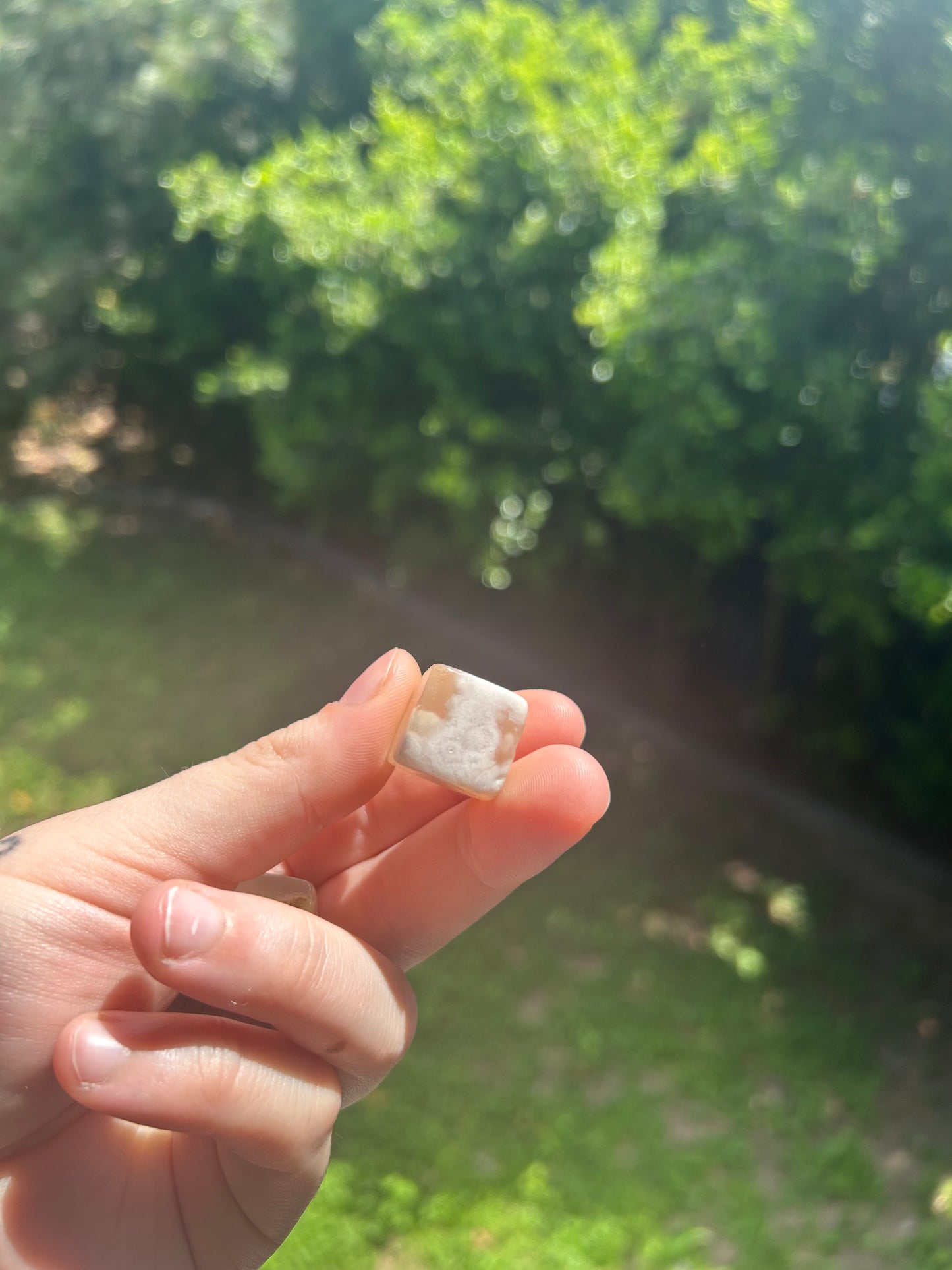 Flower agate cube