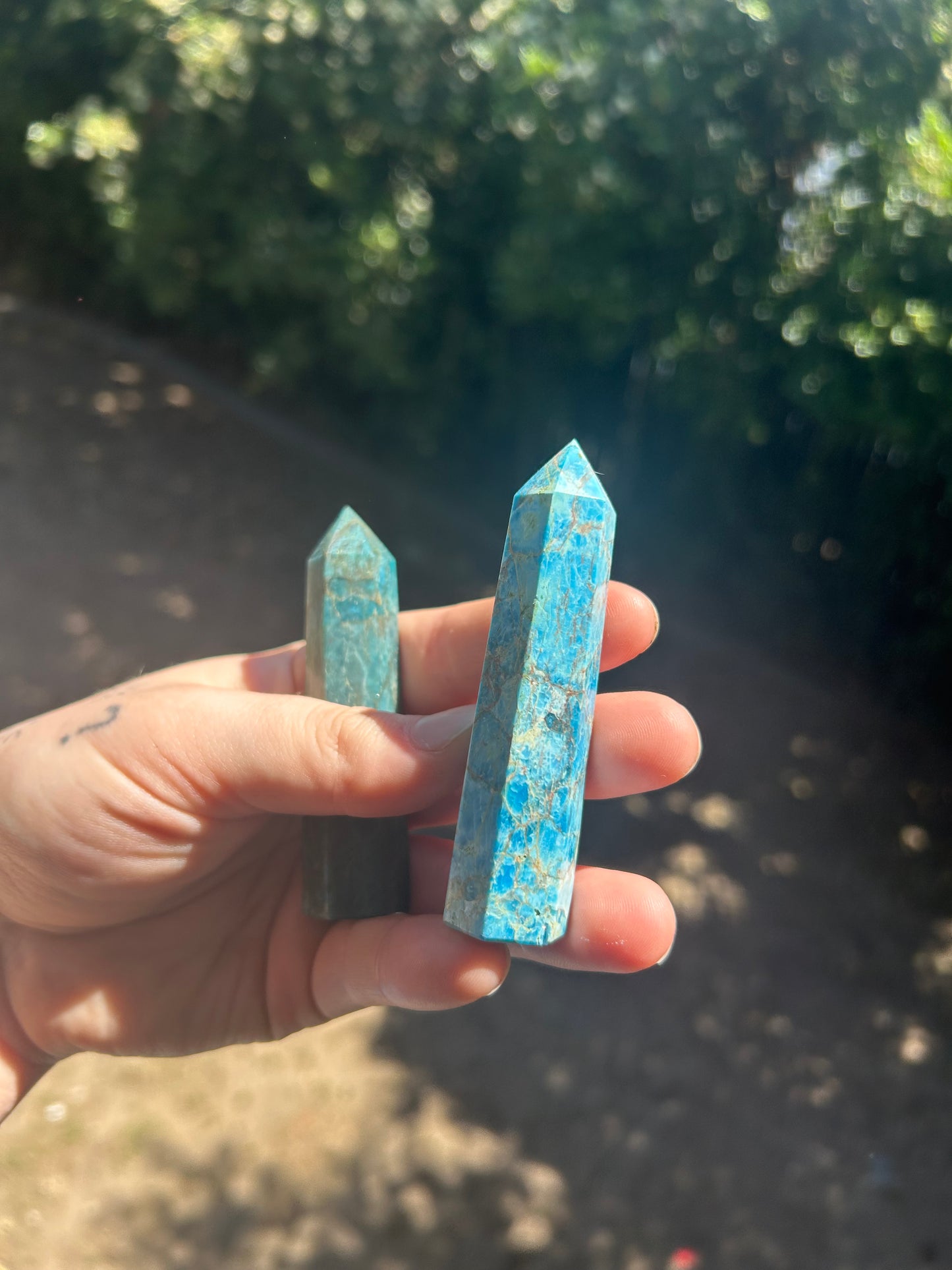 Blue apatite tower