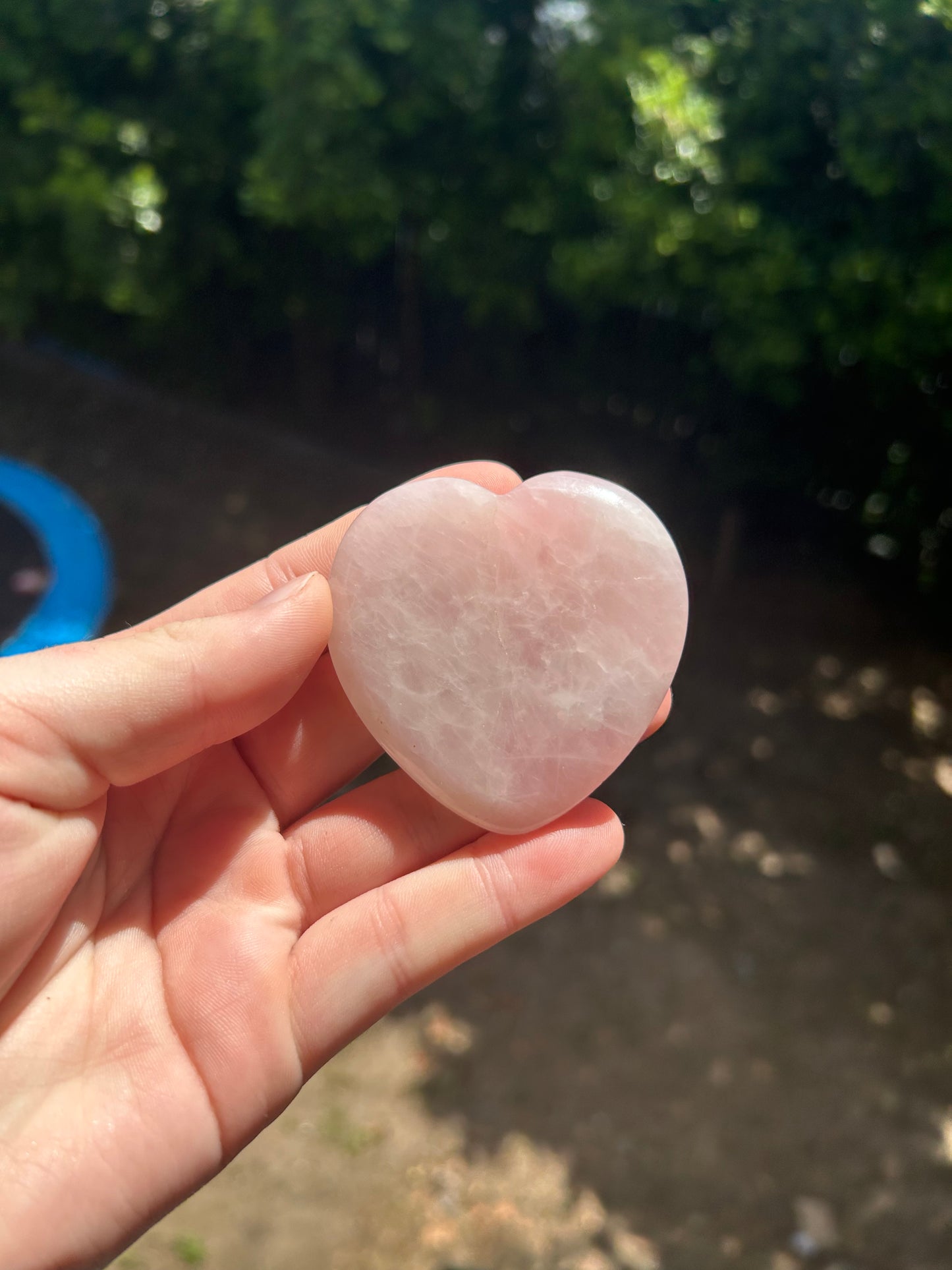 Rose quarts heart palm stone