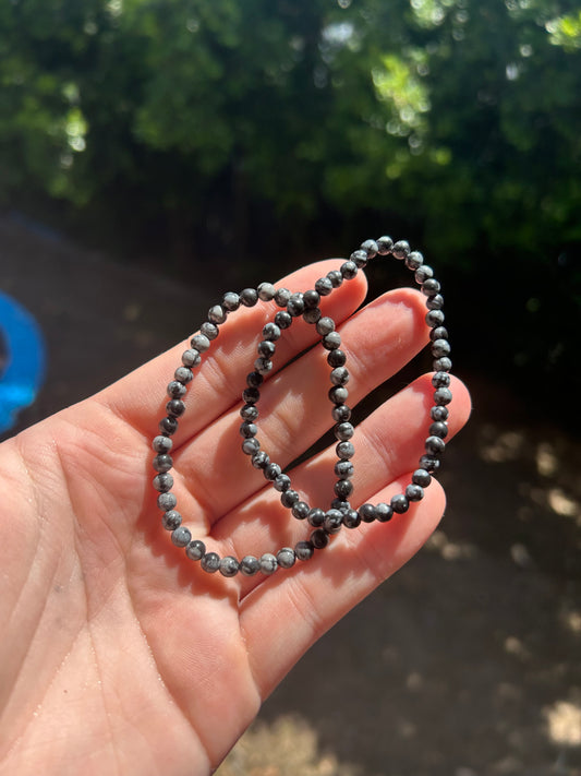 Snowflake obsidian bracelet