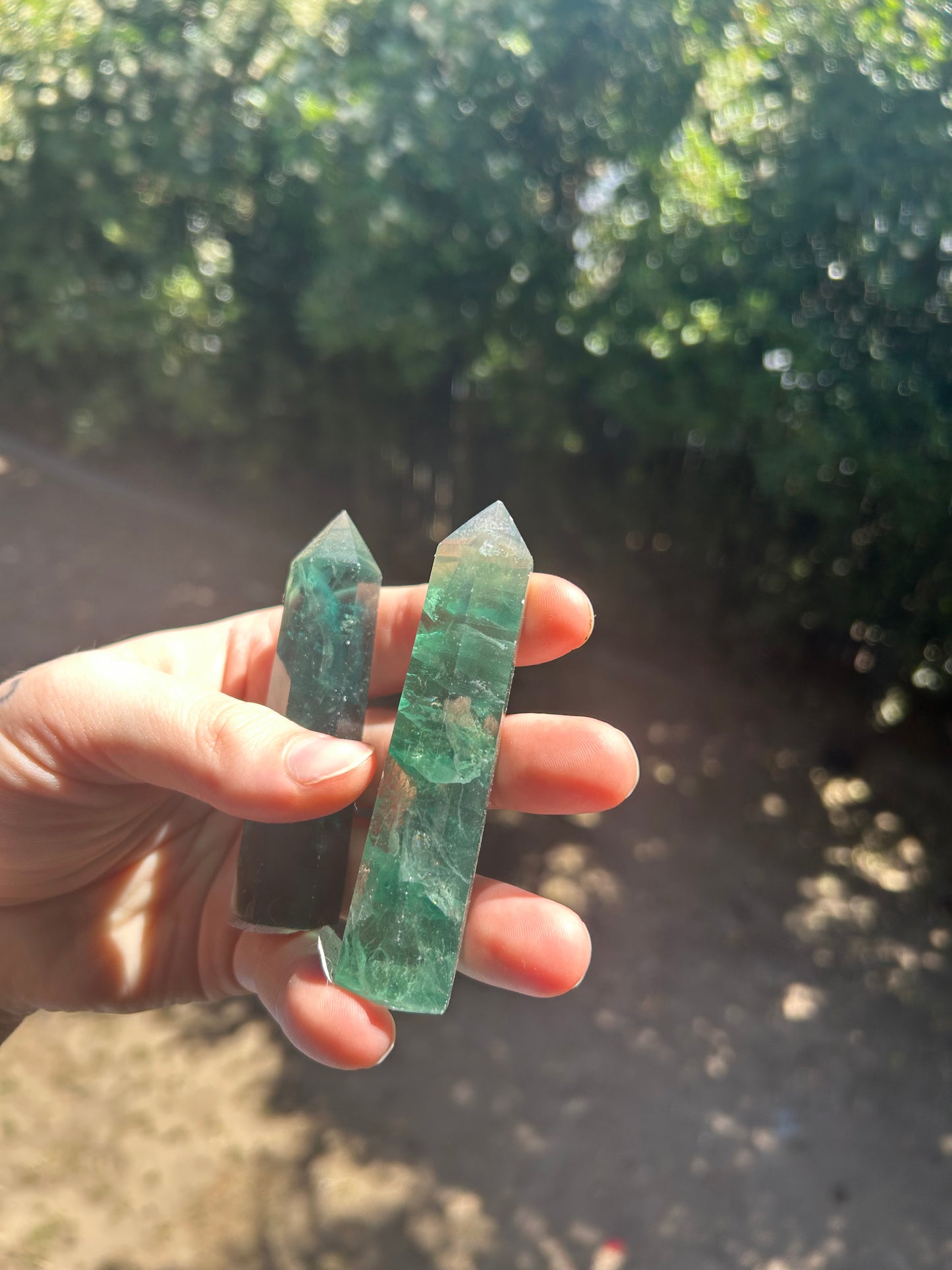 Discounted green fluorite tower