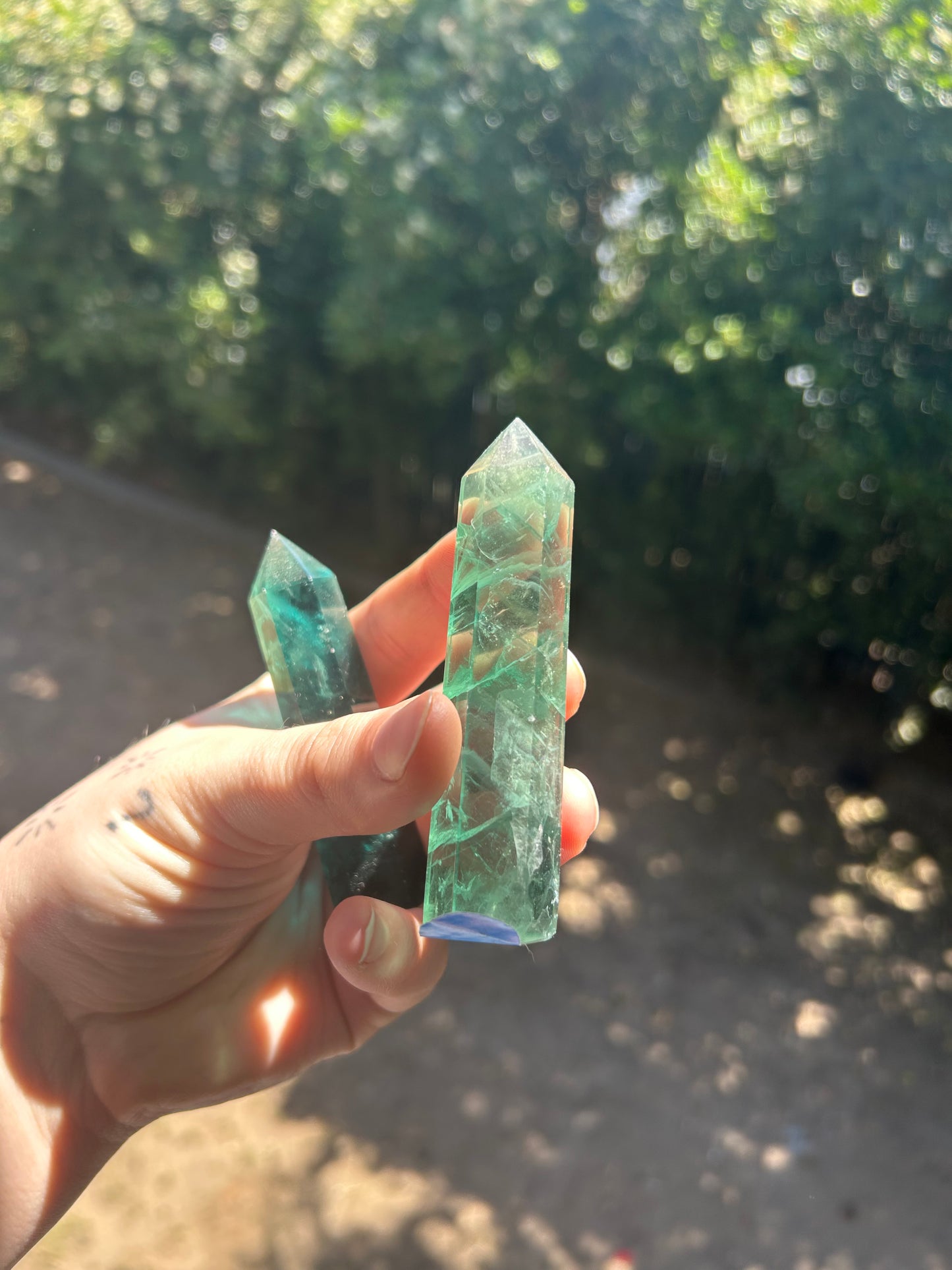 Discounted green fluorite tower