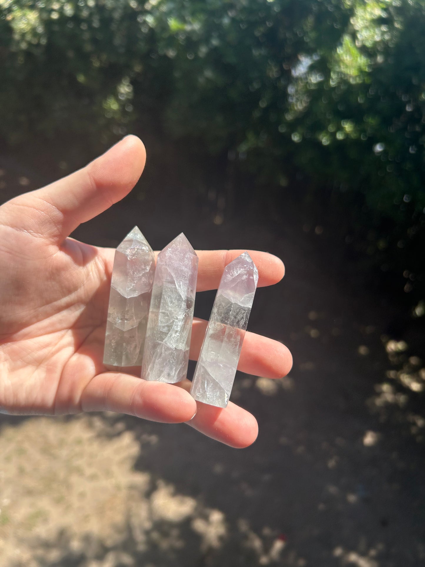 Purple and green fluorite tower