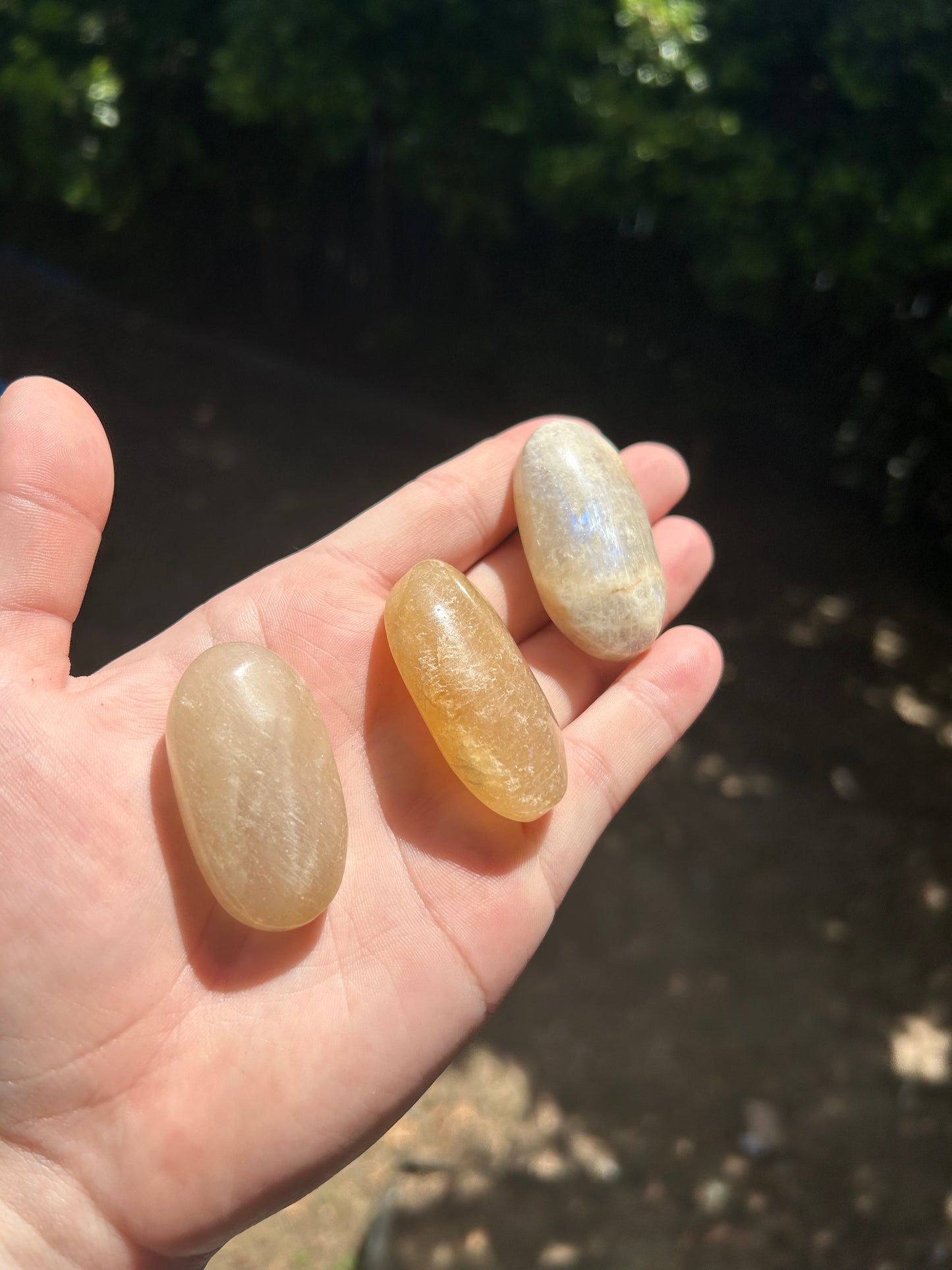 Sunstone/ moonstone palm stone