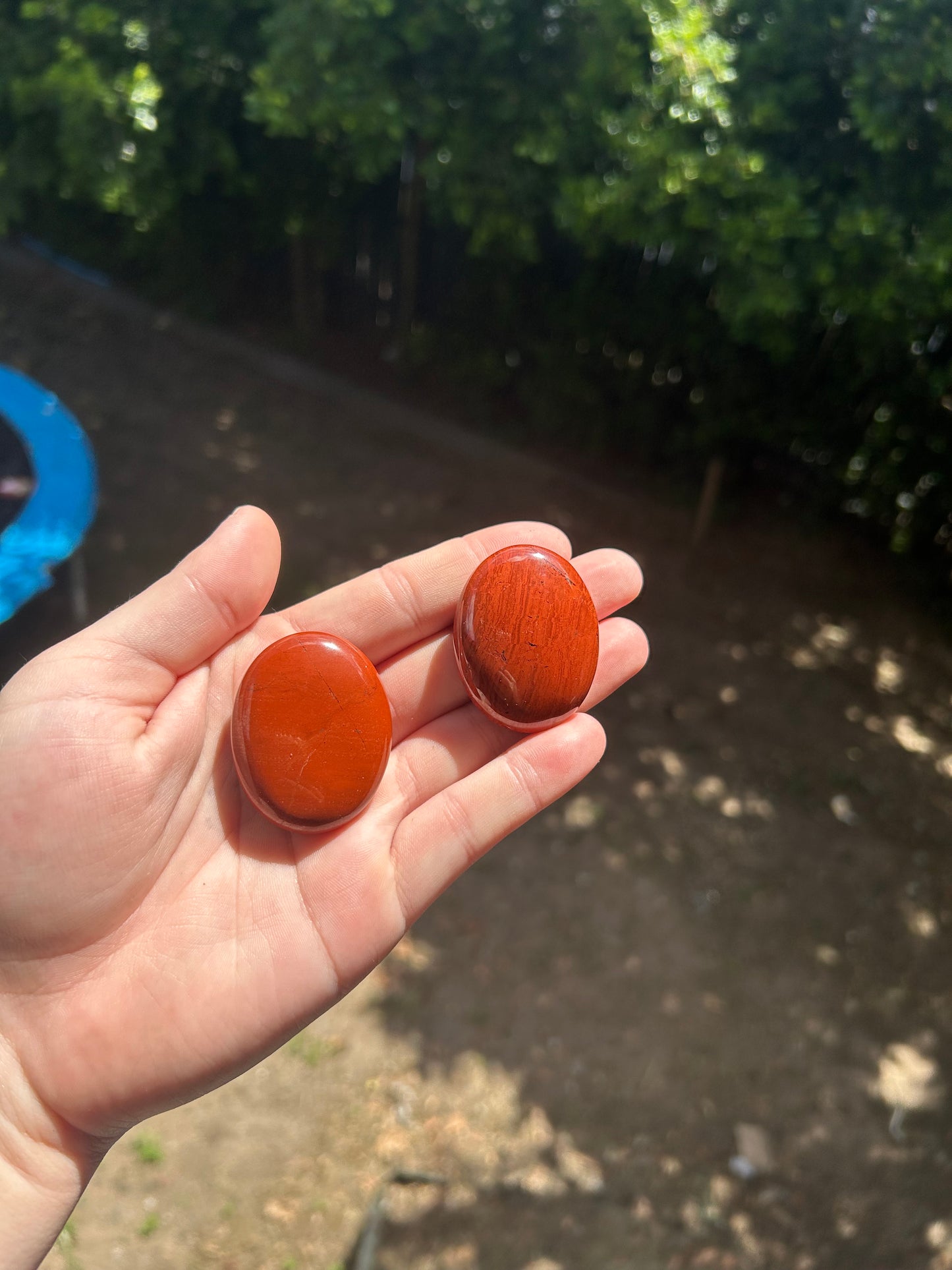 Red jasper palm stone